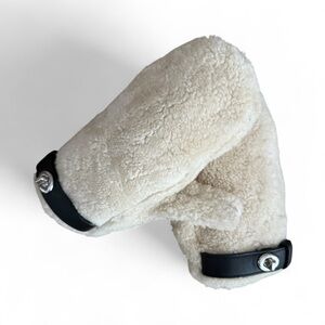 Rare Coach Shearling Mittens with Black Leather Detail